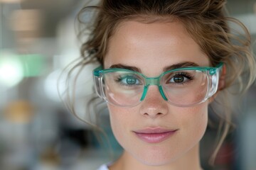 Wall Mural - woman with glasses looking at camera