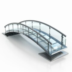 Poster - 3D Render of a Floating Bridge with Transparent Walkways and Reflective Surface, on isolated white background, Generative AI