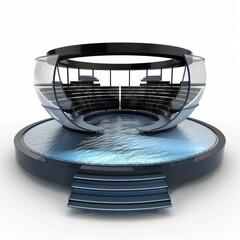 Poster - 3D Render of a Floating Theater with Amphitheater Seating and Floating Stage, on isolated white background, Generative AI