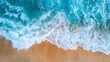 © julio - Aerial View of Ocean Waves Crashing on Sandy Shore