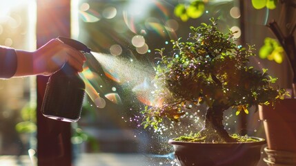 Wall Mural - Watering a Bonsai Tree