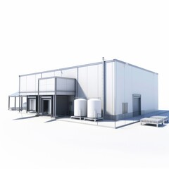 Poster - 3D Render of a Cold Storage Facility, on isolated white background, Generative AI