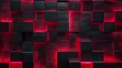 Wall Mural - 3d red black squares background