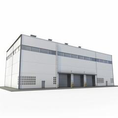 Poster - 3D Render of an Industrial Warehouse, on isolated white background, Generative AI