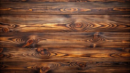Wall Mural - Rich, dark wooden background featuring a warm, brown wooden board with unique, organic, natural pattern and intricate grain details.