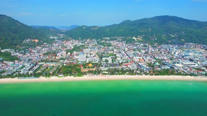 Wall Mural - Aerial view of Patong Beach of Phuket Island, Southern Thailand, Asia