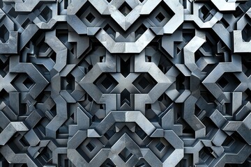 Poster - 3d illustration of a pattern in the form of a metal, technological plating of a spaceship or a robot, generated by ai