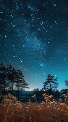 Wall Mural - night sky and the forest