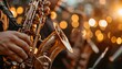 © Faustudio - Closeup of saxophone in hands.