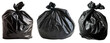 © NT clip art only - set of black garbage bag plastic cut out background