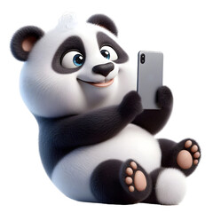 Wall Mural - a funny looking panda, 3d rendering, isolated on transparent background