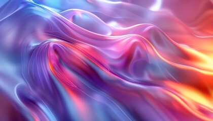 Canvas Print - Abstract 3d render, iridescent background design