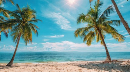 Tropical Paradise: Palm Trees on a Pristine Beach