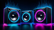 © Widiart - audio speaker on blue background