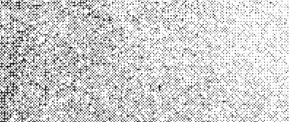 Poster - Pixelated grain gradient texture bitmap. Dither grunge background. Abstract dotted glitchy pattern. Video game screen wallpaper. Retro comic pixel art overlay backdrop. Rough speckles effect vector