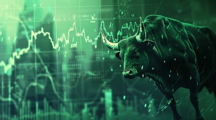 Aufkleber - Stock market bull market trading up trend of graph, bullish, financial, market