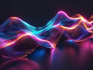 Wall Mural - abstract neon wave background with glowing lines