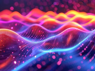 Wall Mural - Abstract background with colorful glowing waves.