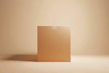 Poster - Single cardboard box standing on a pastel background, minimal design with copy space