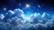 © Nasnunt - Fluffy volumetric clouds against dark blue sky with stars, clouds, night, sky, stars, fluffy, volumetric, peaceful, nature