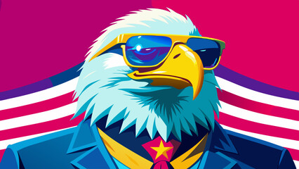 Águila calva con gafas patrióticas: 4 de julio.
Águila americana con gafas de rayas estrelladas.
Fiesta del 4 de julio: águila con gafas patrióticas.Águila Patriótica con gafas de rayas estrelladas: f