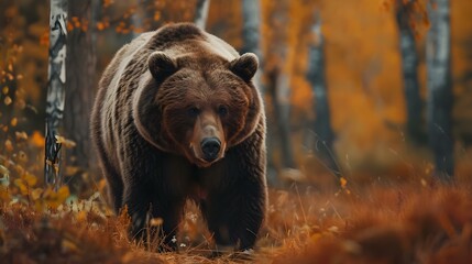 Sticker - Brown bear in autumn forest