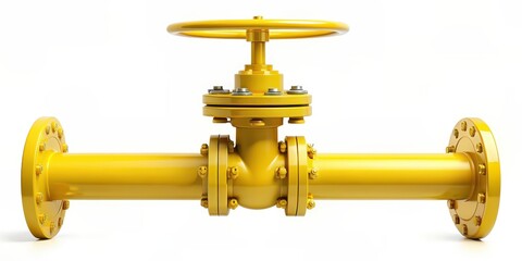 Yellow oil pipe with valve isolated on background, oil, pipe, valve, yellow, isolated,background,, industry, fuel