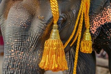 Sticker - Elephant adorned with golden ropes and tassels