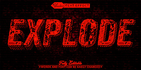 Explode Red Vector Editable Text Effect Template