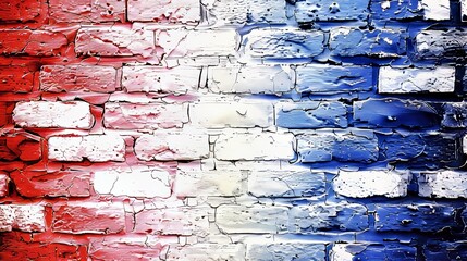 Wall Mural - Abstract patriotic red white and blue brick wall background texture for celebrations. voting. memorials. labor day and elections