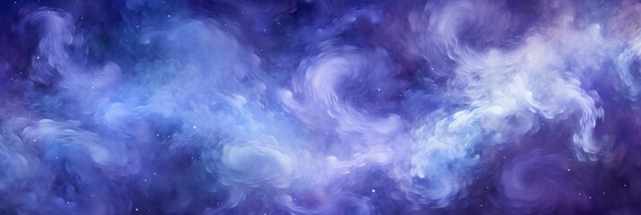 Wall Mural - Swirling clouds of purple and blue with white highlights in a night sky with scattered stars