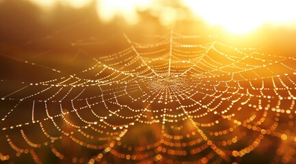 spider web with dew drops