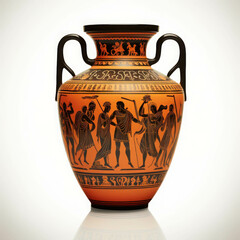 Wall Mural - An Exquisitely Detailed Greek Amphora Featuring Intricate Illustrations of Mythological Scenes and Characters