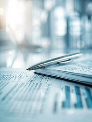 Poster - close-up of a financial advisor s workspace with a focus on a financial planning document and a pen,
