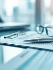 Aufkleber - close-up of a financial advisor s workspace with a focus on a financial planning document and a pen,