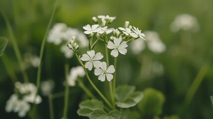 Wall Mural - white flowers in the grass