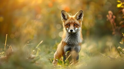 Poster - Red Fox hunting scene in Europe