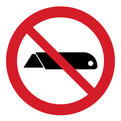 iso prohibition safety signs_no box cutter-do not use blades symbol and pictogram only size 1 x 1 ro