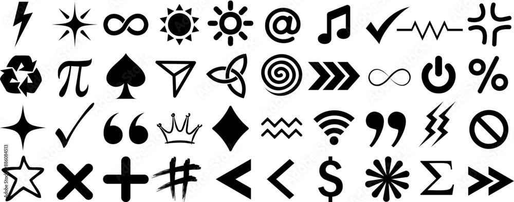 diverse symbol and Icon set, simple versatile user interface symbols ...