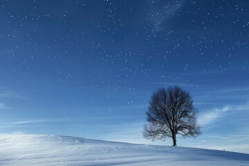 Wall Mural - a lone tree in the middle of a snowy field