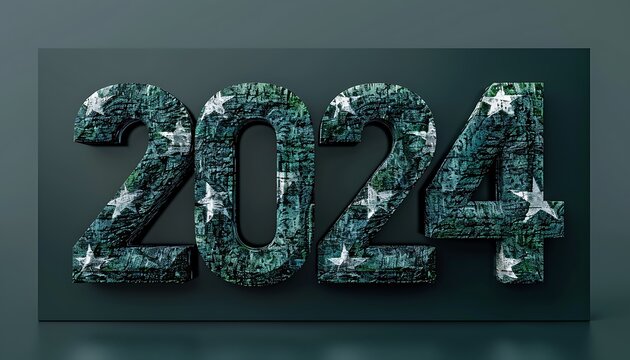 2024 text Pakistani flag texture effect
