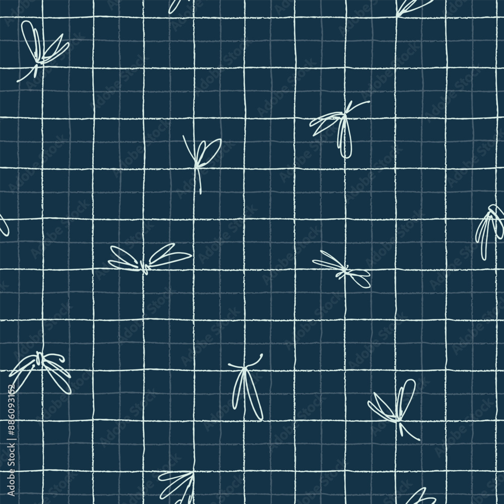 Preppy Checkered Pattern Seamless Preppy checkered repeating pattern with hand drawn grid, plaid ...