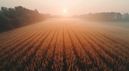 Sticker - morning mist over the field