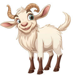 Wall Mural - Goat Cartoon Isolated on Transparent or White Background, PNG