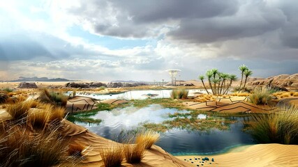 Poster - Desert Oasis: A Tranquil Escape in the Arid Landscape