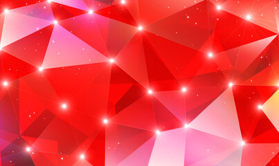 Fototapete - 3d Red crystal pattern geometric. Red polygonal background. Crystal glass crystals illuminated by fantastic light. Abstract triangular polygonal for cover, poster, banner, web. Elegant Vector EPS10.