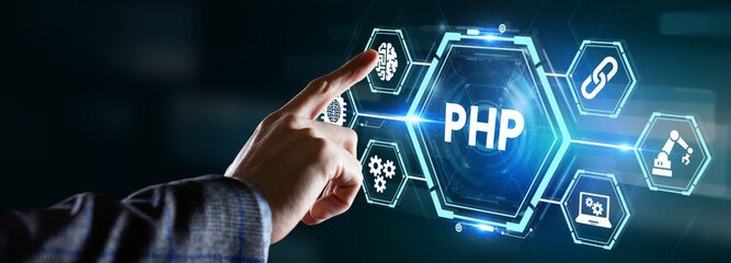 Business, Technology, Internet and network concept. PHP abbreviation. Modern technology concept.