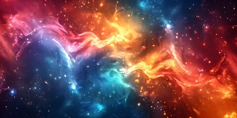 Poster - vibrant digital explosion depicting the energetic flow of a futuristic universe