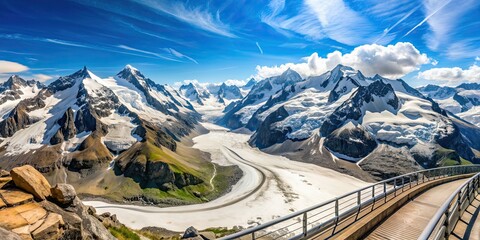 Sticker - Panoramic view of the Bernina Alps from the Diavolezza Lookout, mountains, landscape, Switzerland, snow-capped, scenic