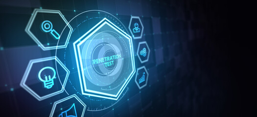 Wall Mural - PENETRATION TEST inscription, cyber security concept. 3d illustration